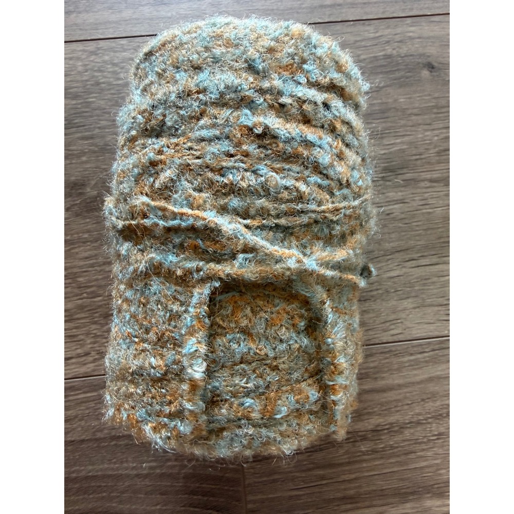 Vintage Boucle Novelty Yarn Blue Tan Brown Gray Fuzzy Textured Cone Craft